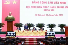 Vue de la séance d'ouverture du plénum du Parti du 13e mandat, à Hanoi, le 3 août. Photo : VNA