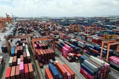 Dépôt de conteneurs maritimes au port de Tân Vu dans la ville de Hai Phong. Photo : VNA