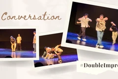 Les danseurs de la compagnie Double Impro racontent leur histoire au travers de pas et de mouvements plein d’énergie mais néanmoins harmonieux et délicats.