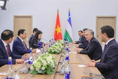 Le Premier ministre vietnamien Pham Minh Chinh (2e, à gauche) et le président ouzbek Shavkat Mirziyoyev, à Kazan, en Russie. Photo : VNA