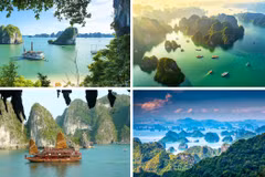 La baie de Ha Long est célèbre pour ses milliers de montagnes karstiques calcaires qui parsèment les eaux vertes et tranquilles