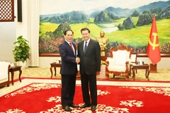 Le vice-Premier ministre vietnamien et ministre des Affaires étrangères Bui Thanh Son (à gauche) et le secrétaire général du Parti populaire révolutionnaire lao et président lao Thongloun Sisoulith, à Vientiane, le 17 décembre. Photo : VNA