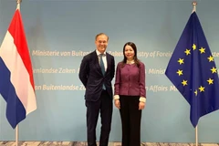 Le prince Jaime de Bourbon de Parme, envoyé du gouvernement néerlandais pour le climat, recevant la vice-ministre vietnamienne des Affaires étrangères Nguyên Minh Hang. Photo : VNA