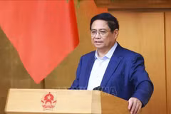 Le Premier ministre Pham Minh Chinh s’exprime lors de la réunion ordinaire d’octobre du gouvernement, à Hanoi, le 9 novembre. Photo : VNA