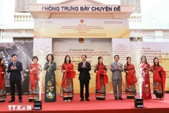 Le ministre des Affaires étrangères Bui Thanh Son (centre) lors de la cérémonie d’ouverture de l’exposition au Musée national d’histoire du Vietnam à Hanoi. Photo : VNA 