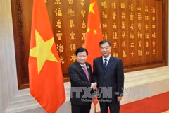 Entrevue entre les vice-PM Trinh Dinh Dung et Wang Yang