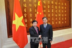 Entrevue entre les vice-PM Trinh Dinh Dung et Wang Yang