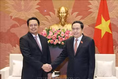 Le président de l'Assemblée nationale du Vietnam, Tran Thanh Man (droite) et la président du Conseil des représentants régionaux d'Indonésie, H. Mahyudin. Photo : VNA