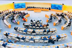 La séance de dialogue sur le rapport national du Vietnam dans le cadre du 4e cycle de l’Examen périodique universel (EPU) du Conseil des droits de l'homme des Nations Unies. Photo : Journal Nhan Dan