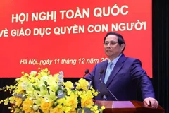 Le Premier ministre Pham Minh Chinh à la Conférence national sur l'éducation aux droits de l'homme tenue le 11 décembre. Photo: VNA