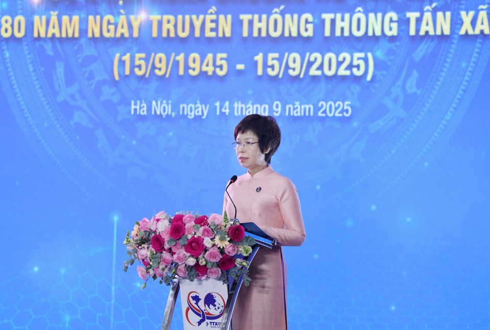 La directrice générale de la VNA, Vu Viet Trang, prend la parole lors de l’événement. Photo : VNA