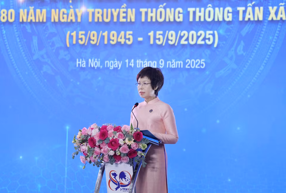 La directrice générale de la VNA, Vu Viet Trang, prend la parole lors de l’événement. Photo : VNA