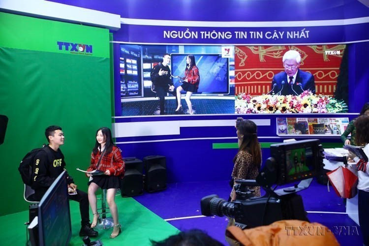 Le pavillon de l'Agence vietnamienne d'information au Salon National de la Presse 2019. Photo : VNA