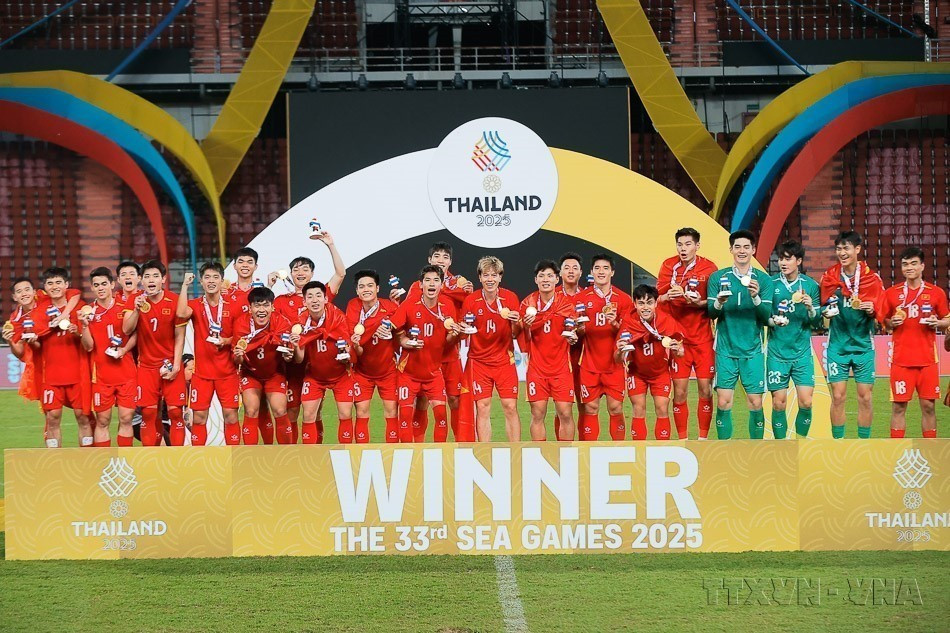 L’équipe masculine de football des moins de 22 ans (U22) du Vietnam a remporté le titre de champion aux 33ᵉ Jeux d’Asie du Sud-Est (SEA Games 33). Photo: VNA