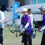 Les archers Dang Công Duc et Lê Pham Vân Anh ont remporté la médaille d’argent de l’épreuve mixte par équipes de l’arc à poulies. Photo: VNA
