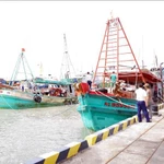 Deux bateaux de pêche au port de l'escadron 301. Photo : VNA