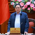 Le Premier ministre Pham Minh Chinh s'exprime lors de la réunion. Photo: VNA