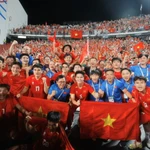 Les joueurs du Vietnam U22 exultent après leur victoire. Photo: VNA