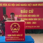 Des pêcheurs votent au bureau de vote de Da Le, dans la zone spéciale de Truong Sa, province de Khanh Hoa. Photo : VNA