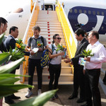 L'accueil du 20 millionièmes touristes internationaux de l’année. Photo: VNA