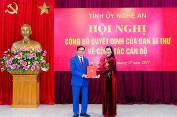 Vo Trong Hai reçoit la décisison de nomination au poste de président du Comité populaire de la province de Nghe An. Photo : VNA