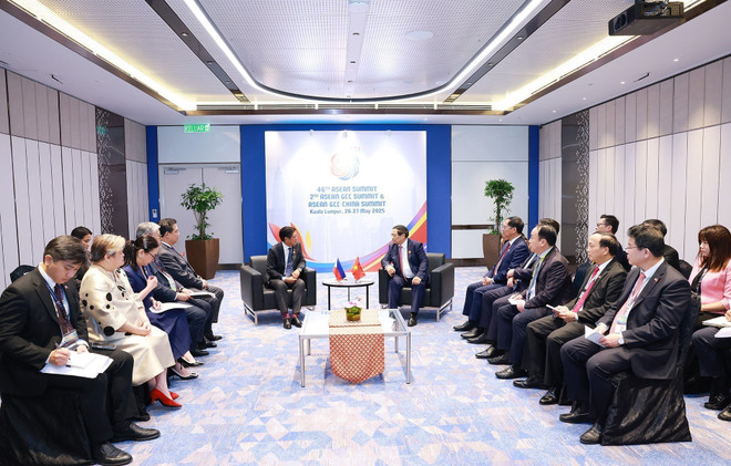 Panorama de la rencontre. Photo: VNA vna-potal-thu-tuong-pham-minh-chinh-gap-tong-thong-philippines-ferdinand-marcos-jr-8055193.jpg