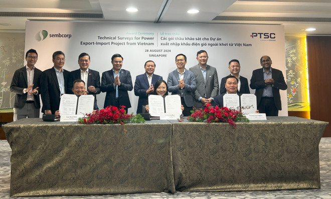 Coopération entre PTSC, membre du groupe PetroVietnam, et Sembcorp Utilities Pte. Ltd. (Singapour). Photo: VNA vna-potal-viet-nam-singapore-dat-buoc-tien-trong-du-an-xuat-khau-dien-tai-tao-7562558.jpg