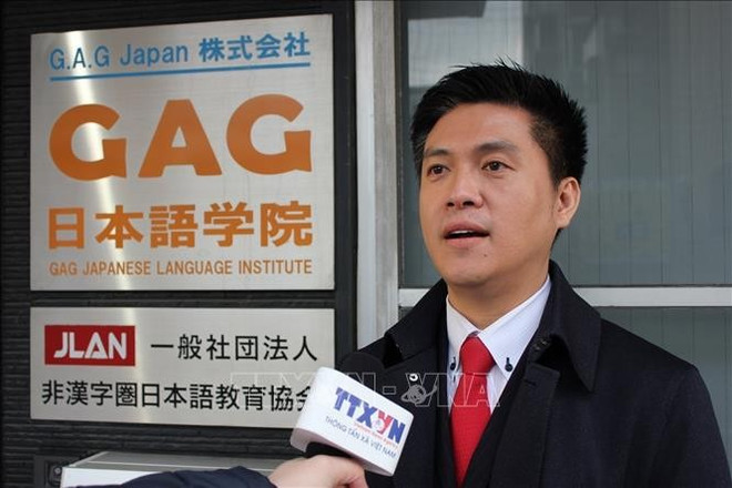 Nguyen Duy Anh, président de l'Association des Vietnamiens de Fukuoka et directeur de l'école. Photo: VNA nhat1-20225.jpg