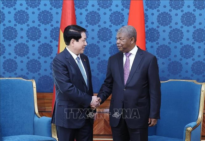 Le président Luong Cuong, et son homologue angolais, João Manuel Gonçalves Lourenço. Photo: VNA hoi-dam2.jpg