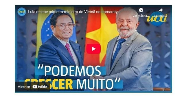 La revue Intertelas a publié un article sur l’entretien entre le Premier ministre Pham Minh Chinh et le président Lula da Silva. Capture d’écran de l’article. vna-potal-truyen-thong-brazil-dua-tin-dam-net-hoat-dong-cua-thu-tuong-pham-minh-chinh-tai-rio-de-janeiro-8133393.jpg