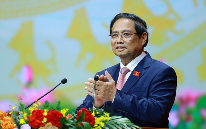 Pham Minh Chinh, membre du Bureau politique, secrétaire du Comité du Parti du gouvernement et Premier ministre. Photo: VNA vna-potal-be-mac-dai-hoi-dai-bieu-dang-bo-chinh-phu-lan-thu-nhat-nhiem-ky-2025-2030-8336322.jpg