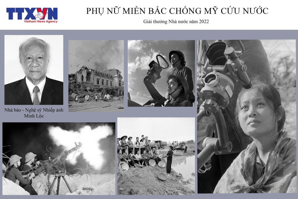 La série de huit photos "Les femmes du Nord pendant la résistance anti-américaine pour le salut national" de Nguyên Huu Lôc a reçu le Prix d'État en 2022. Photo : VNA