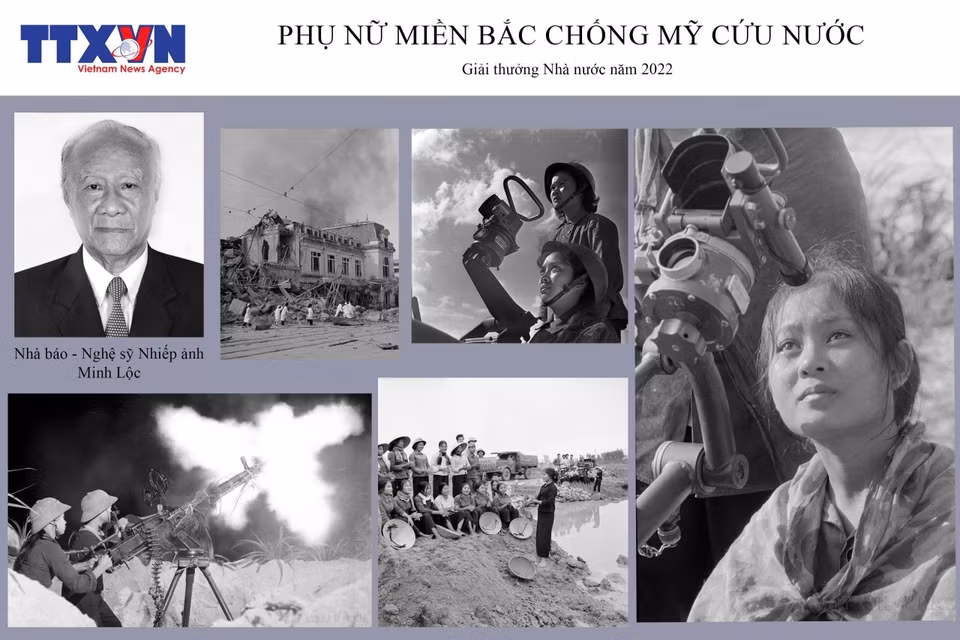 La série de huit photos "Les femmes du Nord pendant la résistance anti-américaine pour le salut national" de Nguyên Huu Lôc a reçu le Prix d'État en 2022. Photo : VNA