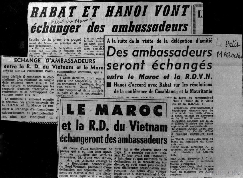 La presse marocaine annonce l’échange prochain des ambassadeurs entre le Vietnam et le Maroc, à l’occasion de la visite de la délégation vietnamienne conduite par le ministre des Affaires étrangères Ung Van Khiem, en mars 1961. Photo : VNA