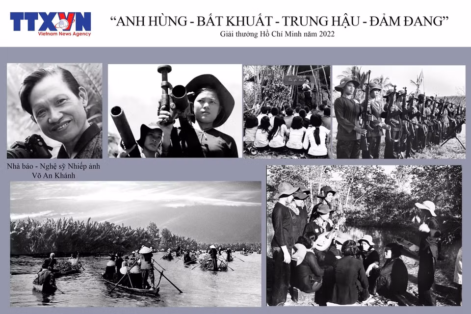 Le défunt artiste photographe Vo An Khanh a eu l'honneur de recevoir à la fois le Prix Hô Chi Minh et le Prix d'État de la Littérature et des Arts. Sa série de 10 photographies, "Héroïque – Indomptable – Fidèle – Capable", a été récompensée par le Prix Hô Chi Minh en 2022. Photo : VNA