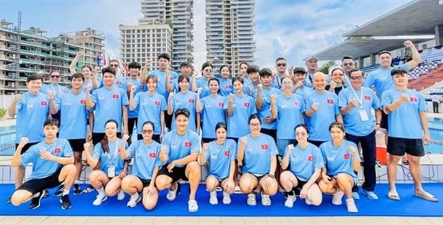 L'équipe vietnamienne aux Championnats d'Asie du Sud-Est de nage avec palmes 2024. (Photo : Vietnam Sports Team)