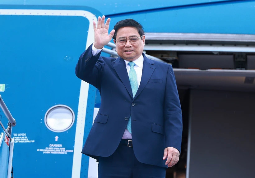 Le Premier ministre Pham Minh Chinh part pour le 8e Sommet de la Sous-région du Grand Mékong. Photo . VNA