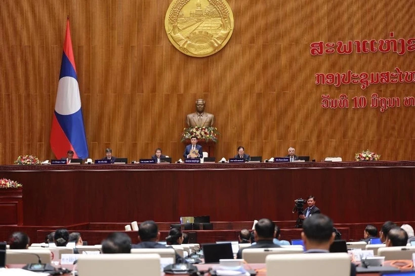 Lors d'une session de l"AN du Laos. Photo : VNA