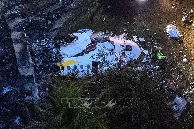 Le crash d'avion survenu au Brésil le 9 août, qui a fait 61 morts. Photo : Globo/VNA