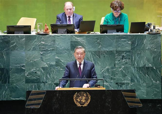 Le secrétaire général du Parti communiste du Vietnam (PCV) et président vietnamien, To Lam, lors du débat général de la 79e session de l’Assemblée générale de l’ONU. Photo: VNA