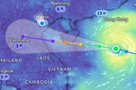 Le typhon Kajiki devrait toucher terre sur le Centre-Nord le 25 août. Photo : Zoom Earth