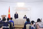 Le secrétaire général du Parti communiste du Vietnam, Tô Lâm s'exprime devant le personnel de l’ambassade du Vietnam et des représentants de la communauté vietnamienne en Biélorussie. Photo: VNA