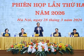 Le Premier ministre Pham Minh Chinh, chef du Comité directeur du gouvernement chargé du développement de la science, de la technologie, de l’innovation, de la transformation numérique et du Projet 06, s'exprime. Photo: VNA