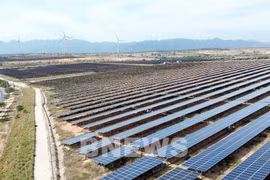Un parc solaire situé dans la commune de Phuoc Dinh, province de Khanh Hoa. Photo: VNA