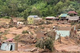 Des centaines de maisons de la commune de My Ly, province de Nghê An endommagées après les inondations. Photo: VNA