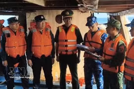 Remise de pêcheurs et de bateaux en détresse aux autorités chinoises. Photo: VNA