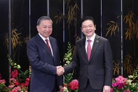 Le secrétaire général du Parti communiste du Vietnam (PCV), Tô Lâm, et le Premier ministre singapourien, Lawrence Wong, également secrétaire général du Parti d’Action populaire de Singapour (PAP). Photo: VNA