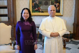La vice-présidente de la République, Vo Thi Anh Xuân, et le pape Léon XIV. Photo. VNA
