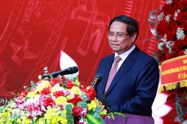 Le Premier ministre Pham Minh Chinh s'exprime lors du 12e Congrès de l’organisation du Parti de la VTV. Photo: VNA