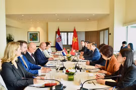 Le ministre vietnamien des Affaires étrangères, Lê Hoai Trung (droite) s'entretient avec le ministre croate des Affaires étrangères et européennes, Gordan Grlić Radman, en visite officielle au Vietnam. Photo: Ministère vietnamien des Affaires étrangères